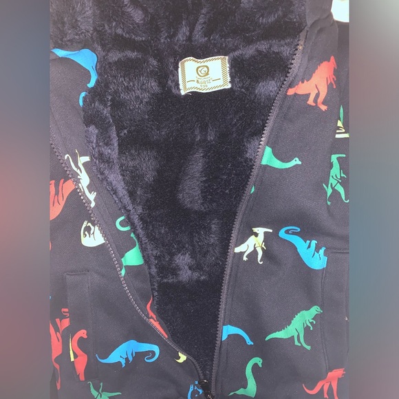 Kids’ Fleece-Lined Dinosaur Zip-Up Hoodie - Size 130 (7-8 Years) - Picture 2 of 4